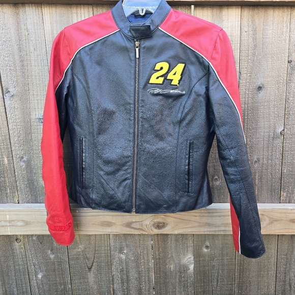 Nascar Jackets & Blazers - Jeff Gordon 24 Jacket Womens Small Black Red NASCAR Racing Genuine Leather